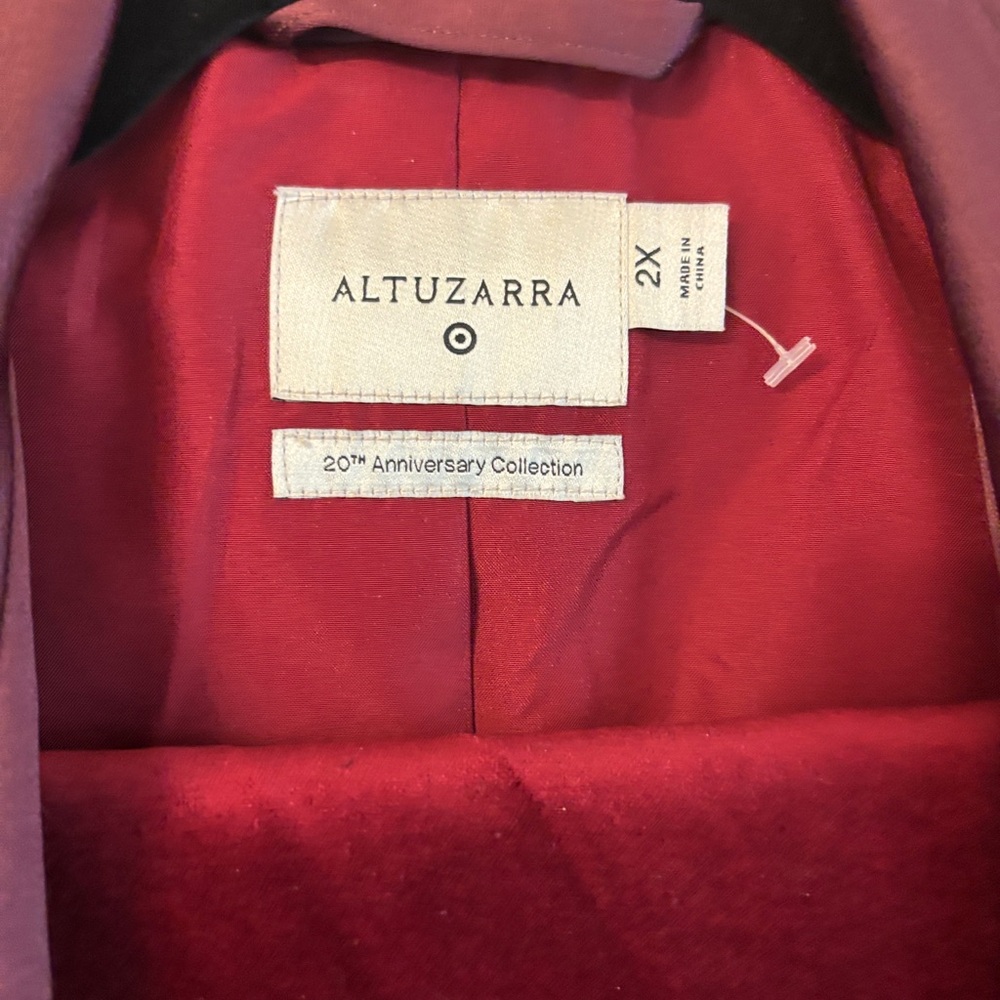 Altuzarra Target Red Velvet Blazer Straight Leg Ankle Pants Blouse Set 2X 18W - Picture 3 of 6